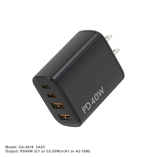 Трансграничные источники Smart Quick Зарядное двухканальное выходное 2C2A 40W PD QC3.0 Настольное многоходовое европейская зарядное устройство