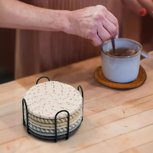 Nordic Ins Cotton Rope Woven Place Mat Sand Pot Mat Kitchen Dining Table Thickened Heat Insulation Mat Round Cotton Woven Coaster