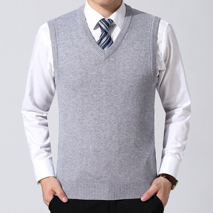 2022 autumn and winter solid color men's vest young and middle-aged V-neck sleeveless collar sweater casual vest one-piece delivery