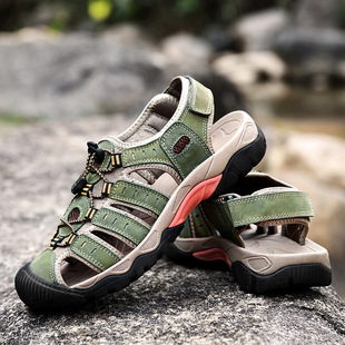 2025 Summer Baotou Sandals All-match Thick-soled Outdoor Beach Shoes Lightweight 48 plus size Breathable Casual Men's Shoes Vintage