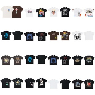 Трансграничная внешняя торговля Tide Travis Scott Classic с пенистым принтом, совместная мужская и женская футболка с короткими рукавами с круглым вырезом