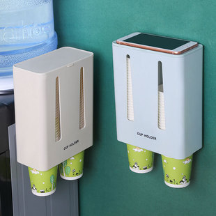 Single-cylinder Cup Taker with Lid Wall-mounted Disposable Cup Holder Household Water Dispenser Card-type Paper Cup Storage Rack