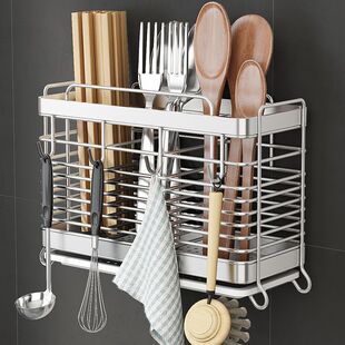 Stainless Steel Storage Box Kitchen Chopsticks Cage Wall Hanging Chopsticks Cage Household Knife Spoon Multifunctional Chopsticks Bucket Storage Rack