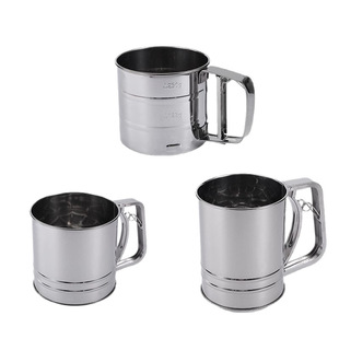 Handheld semi-automatic stainless steel flour screen sieve flour filter beaker cup type sugar sieve