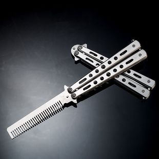 Butterfly Comb Wide Teeth Practice Beginners Folding Comb Stainless Steel Men's Internet Celebrity Swing Portable