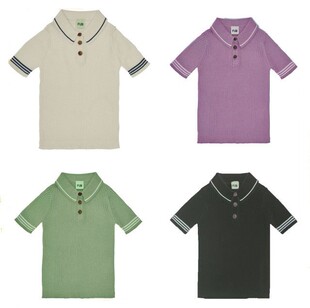 2022 spring and summer new boys and girls f soft cotton lapel polo knitted top NY