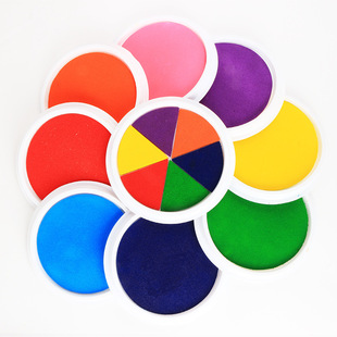 Kindergarten children color graffiti DIY palm inkpad finger painting seal painted inkpad disc printing table wholesale