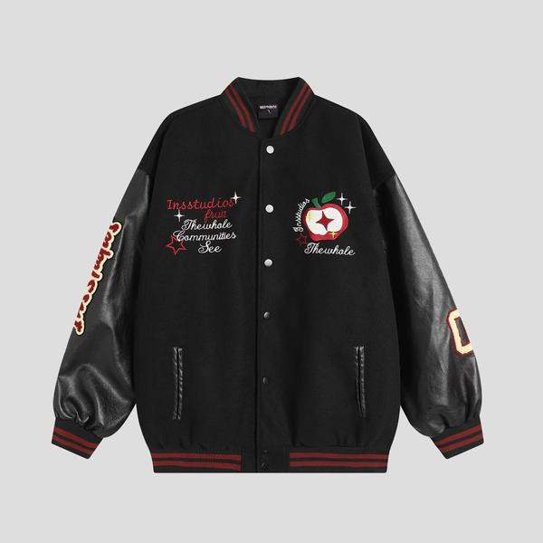 Apple Embroidered Baseball Jacket for Men and Women 2026 Spring and Autumn New Loose-Fitting Bf American Style Trendy Brand Jacket