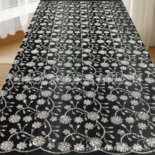 2025 New Arrival Full-width Silver Rice Tube Crystal Sequins Combination Beaded Tube Embroidery Fashion Evening Dress Foreign Trade Style