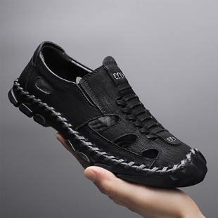 Cross-border Foreign Trade Large Size Stitch Casual Shoes Summer Men's Shoes Baotou Sandals Men's Outer Wear Hollow Beach Hole Shoes