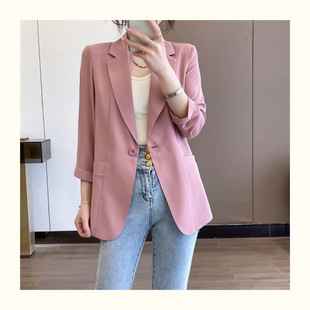 2024 Small Suit Jacket Women's Explosions Seven-point Sleeve Spring and Summer New Korean Style Elegant Slim-fit Slimming Suit Women's Top