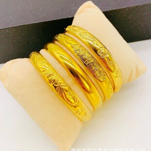 Brass Gold-Plated Retro 8cm Thickeneded Plum Blossom Blessing Bracelet Solid Female Dragon and Phoenix Lotus Bracelet Manufacturer Wholesale