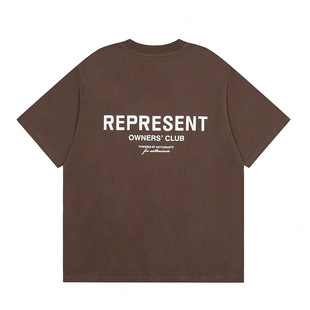 REPRESENT слоган американский нишу с короткими рукавами tee ретро High Street FOG маленькая футболка с вырезом с принтом для мужчин