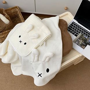 Cute Little White Rabbit 2025 New Women's Thickeneded Coral Velvet Water-Absorbent Quick-Drying Bathroom Towel Drying Hair Cap Bath Towel
