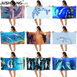 Dolphin beach towel bath towel wholesale microfiber digital printing portable quick-drying absorbent Amazon Hinton