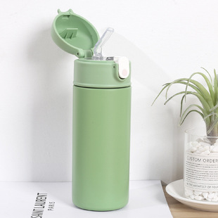 Thermos Cup 316 Stainless Steel Straw High Color Value Student Cup Maternal Adult Female Simple Portable Water Cup