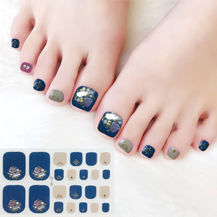 ZF three-dimensional drill toenail stickers new nail art foot stickers craft crystal nail oil film toenail stickers baking-free gel