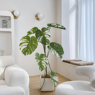 Lou Xia's White Brocade Tortoise Bamboo Simulation Green Plant Living Room Decorative Decoration Light Luxury Fake Tree Large Bionic Plant Potted Plant