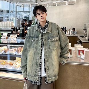 Denim Jacket Men's Spring and Autumn Vintage Workwear Casual Jacket Ins Trendy Brand Teenager All-match Lapel Top