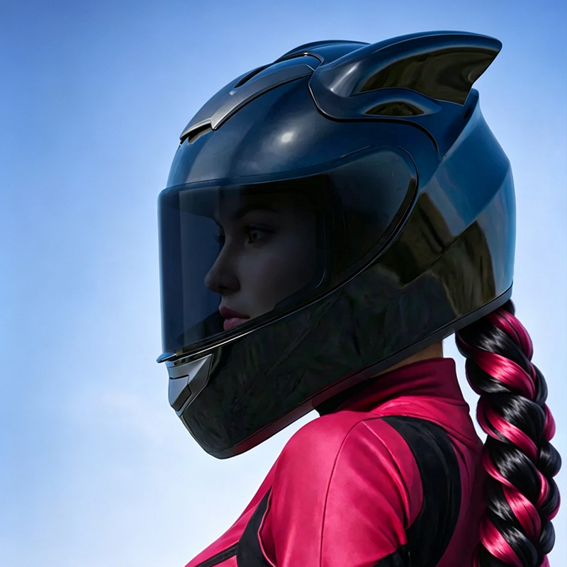 Cross-Border Exclusive Supply of Motorcycle Helmets for Girls, Electric Bike Dragon Ear Full-Face Helmets, All-Season Universal Rider Motorcycle Helmets