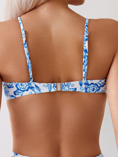 Floral New Sexy Girl's Backless Split Bikini Blouse Three-piece Swimsuit for Summer Beach Vacation Women