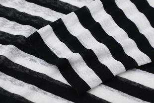 in stock 2025 Summer New Black and White Striped Loose Lightweight Micro-transparent T-shirt MBE2SWTT02