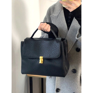 Autumn Litchi Pattern Retro Style Bag Women's Large Capacity Commuter Handbag 2023 New Style Texted Shoulder Crossbody Bag