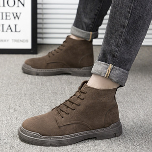 Cross-border Wholesale Men's Martin Boots Fashion Korean Style British Style Casual Shoes Student Thick Sole Lightweight Fashion Men's Shoes