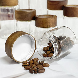 Food Grade 47 Acacia Wooden Lid Glass Sealed Jar Storage Jar Tea Cereals Coffee Bean Jar Coffee Powder Storage
