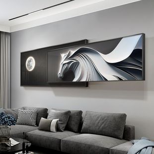 Advanced Sense Living Room Decorative Painting Horse to Success Modern Light Luxury Sofa Background Wall Hanging Painting Atmospheric Mural Overlay Painting