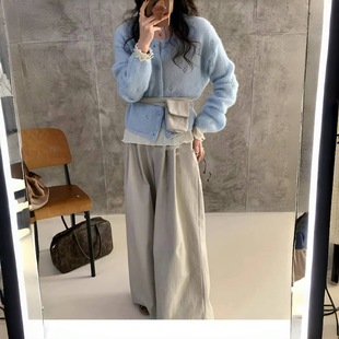 Korean Style Early Spring Artistic New Style South Korea Dongdaemun Elegant Mori Style Pastoral Style Clear Color Hollow Design Knitted Cardigan