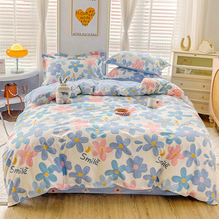 Source factory new cotton four-piece printed small fresh bed hat four-piece bedding three-piece gift