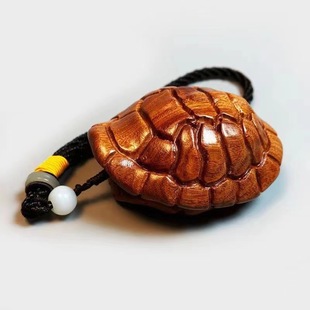 Yellow Huali Wooden Handle Piece Rich Armor World Literature Play Wood Carving Turtle Shell Ornaments Rich Armor One Side Play Piece Hanging Ornament