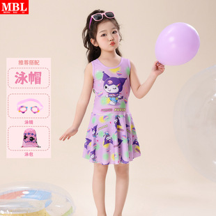 New Children's Swimwear Girl's Summer Girl's Baby One-piece Small Middle-aged Princess Cartoon Swimming Seaside Swimming Dress
