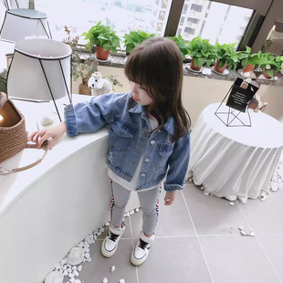 Girls fashion Children's denim coat Korean Autumn Spring New Baby embroidered cardigan coat a generation of hair