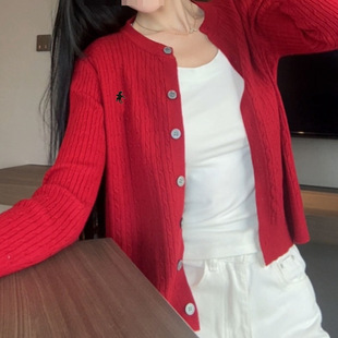 [in stock] Twist Knitted Cardigan Women's Autumn and Winter Academy Style Soft Waxy high quality Short Sweater