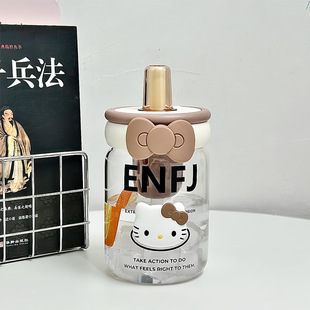 Glass cup girls high color value straw cup 2025 new tea separation high temperature resistant cup cute cup