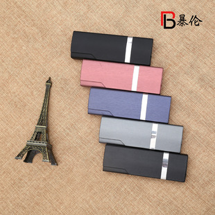 New handmade folding glasses case silver strip small mouth glasses case portable storage sunglasses box unisex