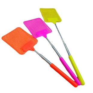 Retractable fly swatter stainless steel metal steel fly mosquito swatter plastic square head long handle mosquito killer fly swatter