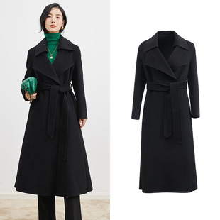 Soft cashmere double-sided woolen Internet celebrity coat elegant mid-length slim slimming coat