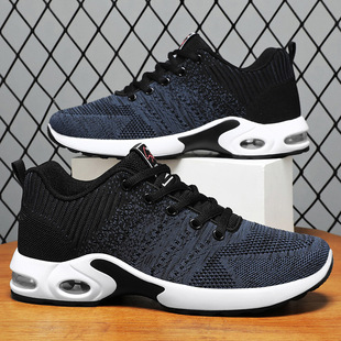 TEMU data air cushion sneaker fly woven color matching running shoes cross-border men's shoes wholesale foreign trade plus size shoes