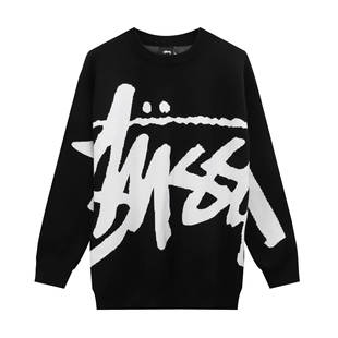 2023 Cross-border European and American Foreign Trade in stock New SC Letter Series Mosquito-repellent Incense Jacquard Logo Solid Color Crewneck Sweater