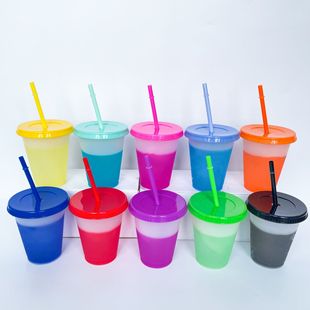 Трансграничный взрыв большой емкости 457ml всасывающая чашка с холодным обесцвечением чашка однослойная пластиковая чашка оптом может иметь логотип