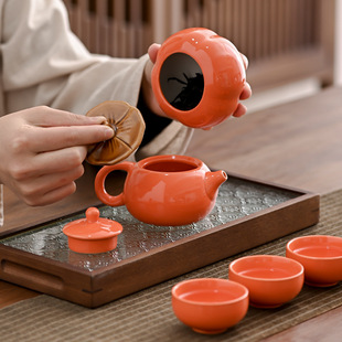 Persimmon Ruyi Tea Pot Teapot Kung Fu Tea Set Custom Logo Printing Advertising Gift Gift Box