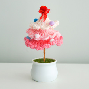 Finished hand-woven lily of the valley potted home ornaments knitted artificial flower wool crocheted bouquet fake flower gift