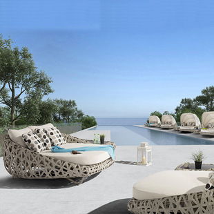 Outdoor Rattan Sofa Leisure Furniture Coffee Table Combination Outdoor Chair Outdoor Courtyard Balcony Waterproof Sunscreen Nordic