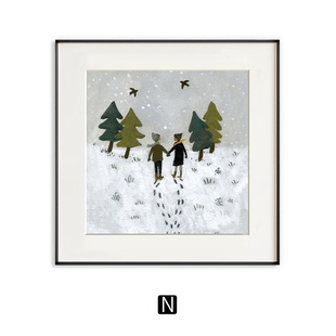 Warm Nordic Art Bedroom Living Room Wall Decorative Painting Children's Room Small Fresh Illustration Art Restaurant Cardboard Hanging Painting