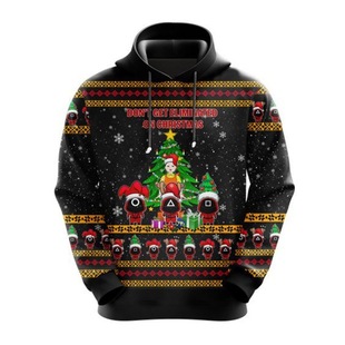 European anD American Amazon Cross-borDer New Export Christmas 3D PrinteD Christmas HoliDay HooDeD Pullover Sweatshirt Green Fur Monster