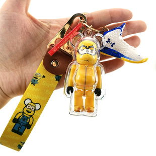 Bear violent bear AJ1 shoe model Ribbon Keychain Car hanging car supplies fashion play anime style ornaments cartoon