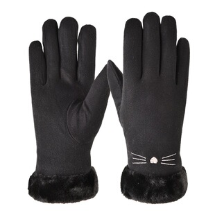 Cross-border German velvet gloves for men and women in autumn and winter warm velvet outdoor riding touch screen Korean simple wool mouth L01-MX